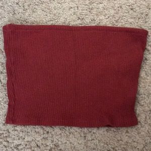 Urban red ribbed tube top